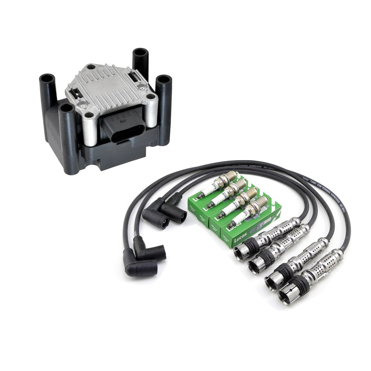 Kit Bobina Cables Y Bujias Lucas Volkswagen Gol Power 1.6 8v