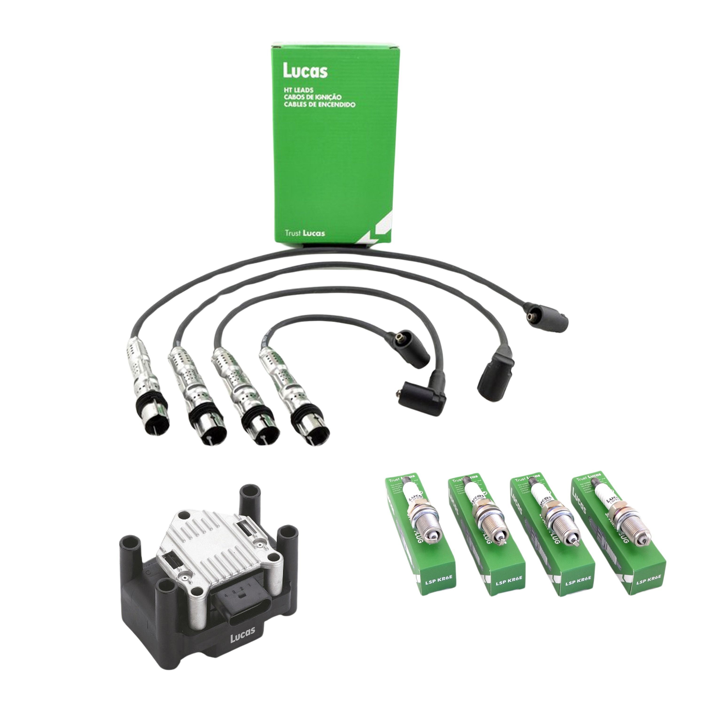 Kit Bobina Cables Y Bujias Lucas Volkswagen Bora 2.0 8v Golf 1.6 8v 2.0 8v New Beetle 2.0 8v