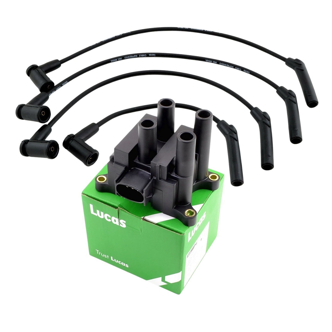 Kit Bobina Y Cables Lucas Ford Ecosport 1.6 8v Fiesta 1.6 8v Focus 1.6 8v Ka 1.0