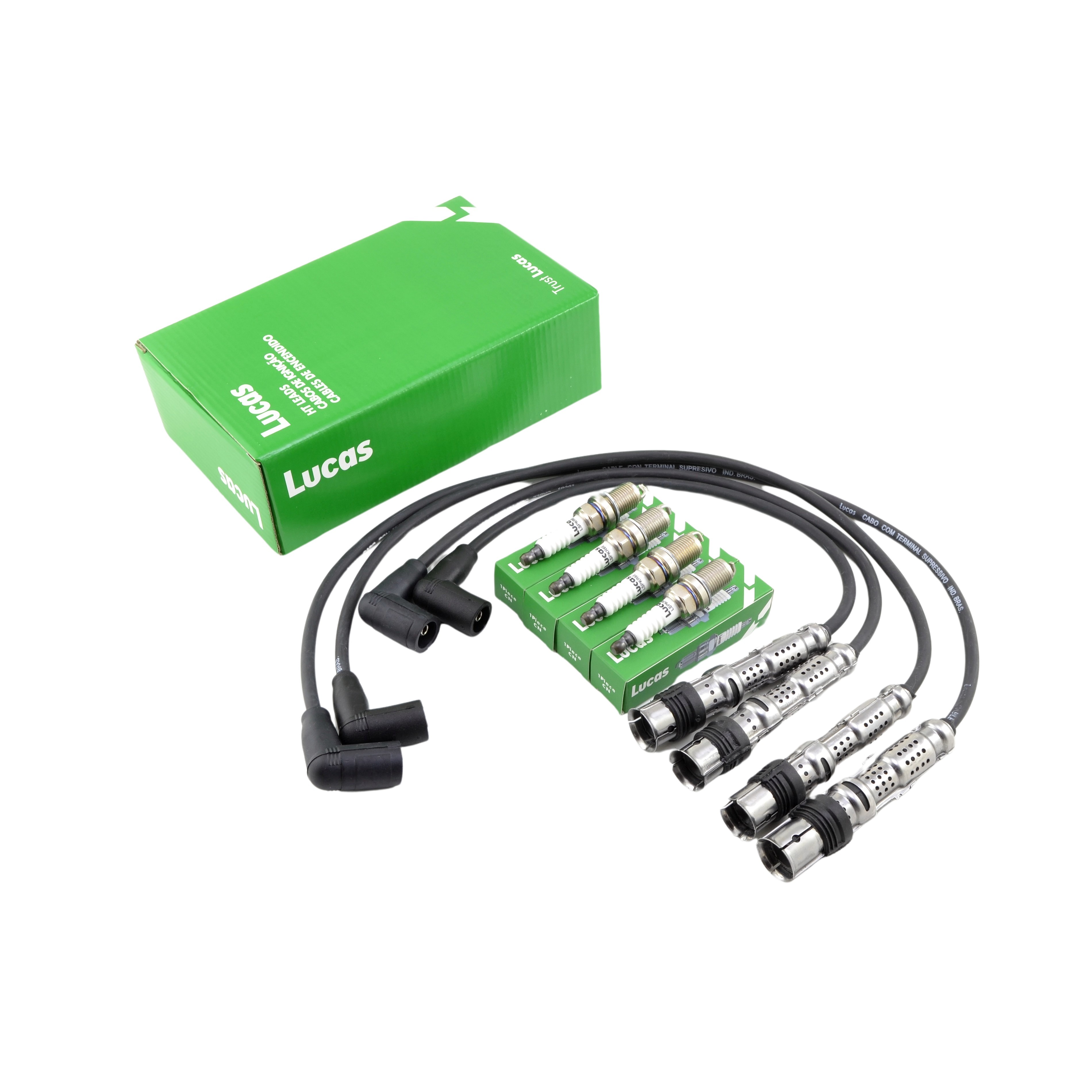 Kit Lucas L202 Cables Y Bujias Volkswagen Fox 1.6 8v Gol Trend 1.6 8v Suran 1.6 8v Voyage 1.6 8v