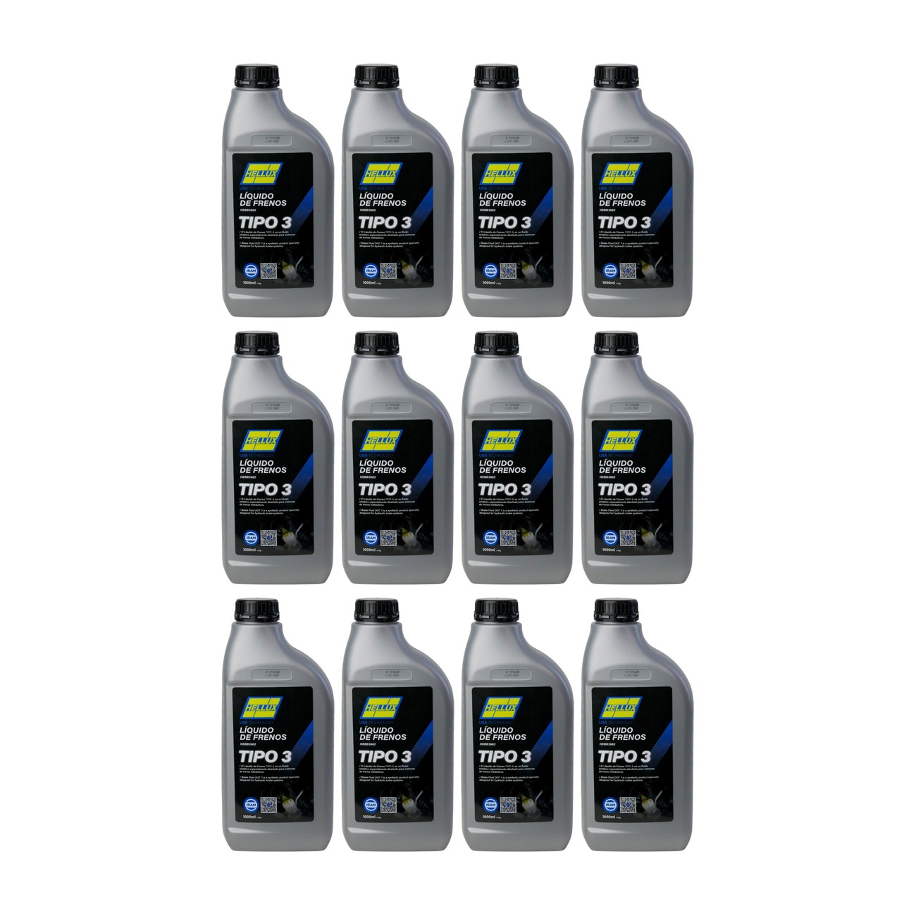 Pack 12 Liquido De Frenos Hellux Dot 3 1 Litro