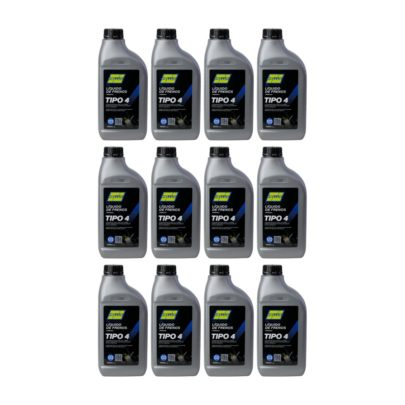 Pack 12 Liquido De Frenos Hellux Dot 4 1 Litro