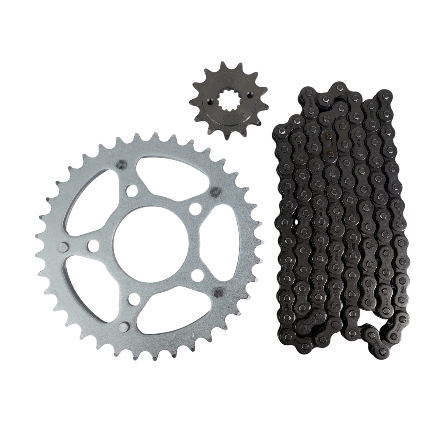 Kit Piñon Y Corona Con Cadena Moto Hellux Honda Twister Cbx 250 Piñon 13 Corona 37 Cadena 520h 106 Eslabones Plateado