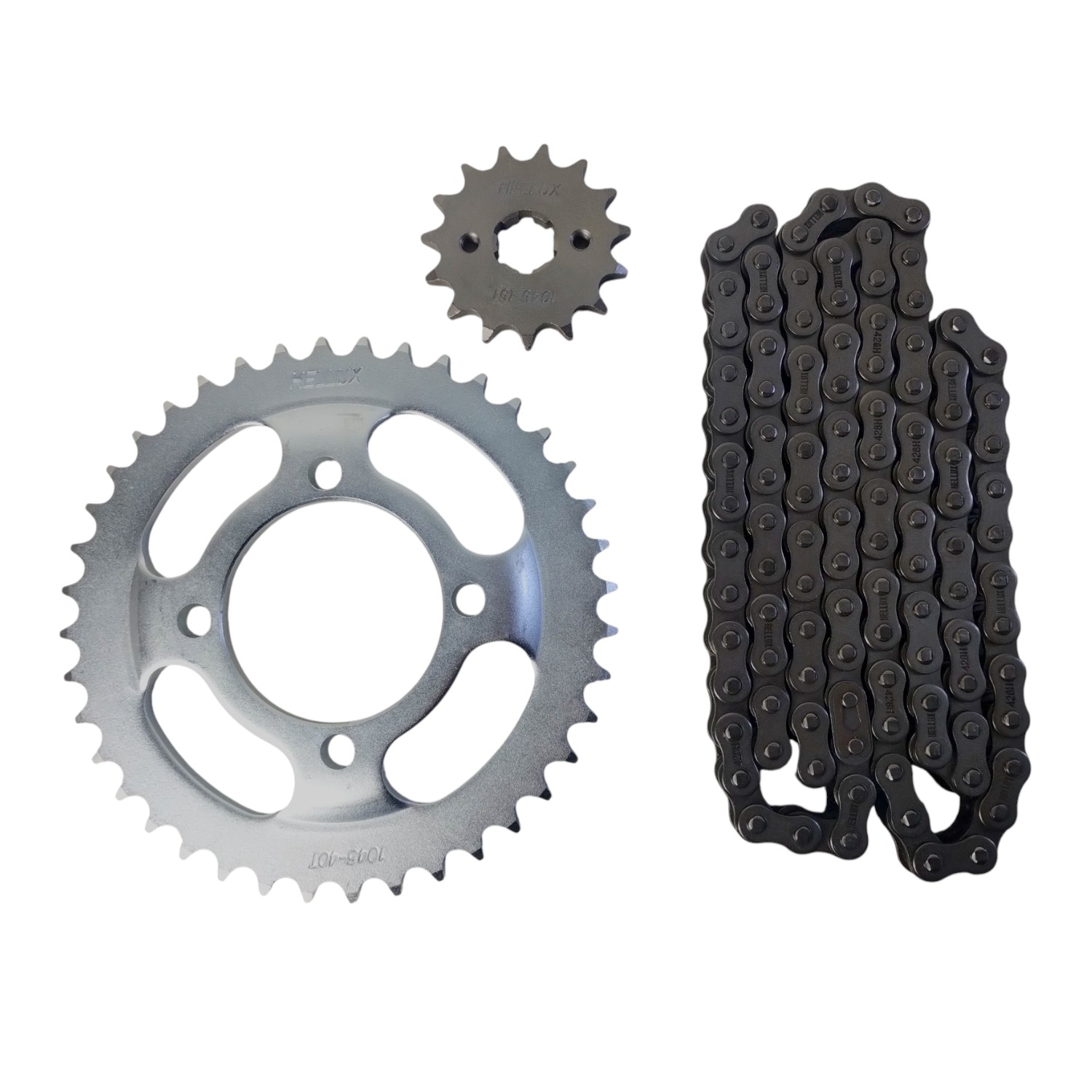 Kit Piñon Y Corona Con Cadena Moto Hellux Honda Storm Piñon 15 Corona 40 Cadena 428h 108 Eslabones Plateado