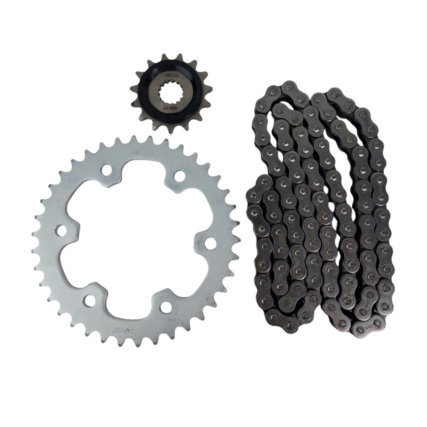 Kit Piñon Y Corona Con Cadena Moto Hellux Royal Enfield Interceptor 650 Piñon 15 Corona 38 Cadena 525h 100 Eslabones Con O Ring Plateado