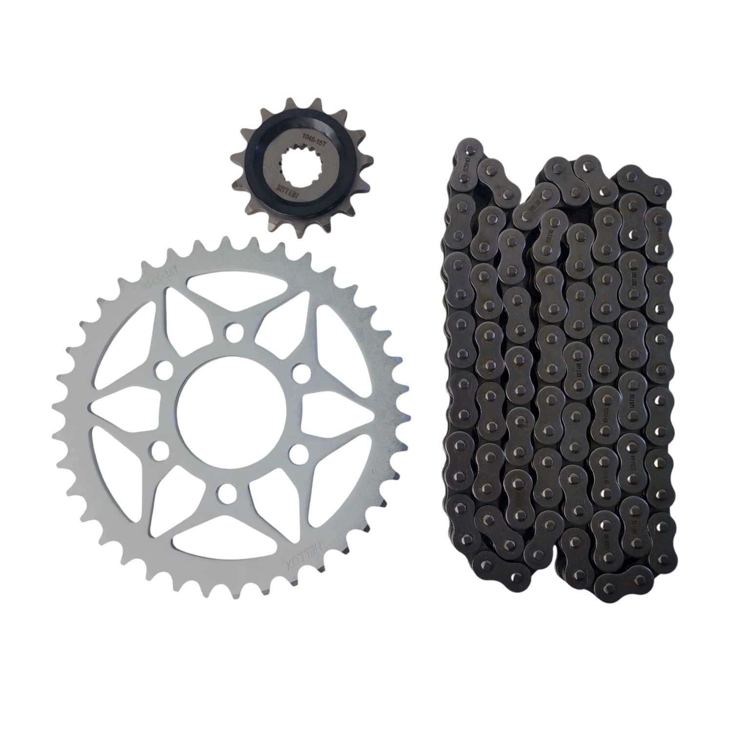 Kit Piñon Y Corona Con Cadena Moto Hellux Royal Enfield Himalayan 411 Piñon 15 Corona 38 Cadena 525h 110 Eslabones Con O Ring Plateado