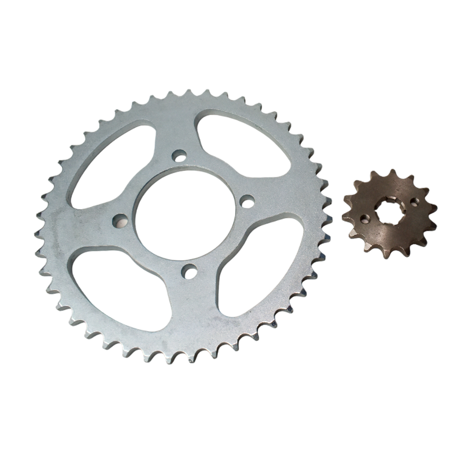Kit Piñon Y Corona Moto Hellux Yamaha Ybr 125 Piñon 14 Corona 45 Paso 428h Plateado