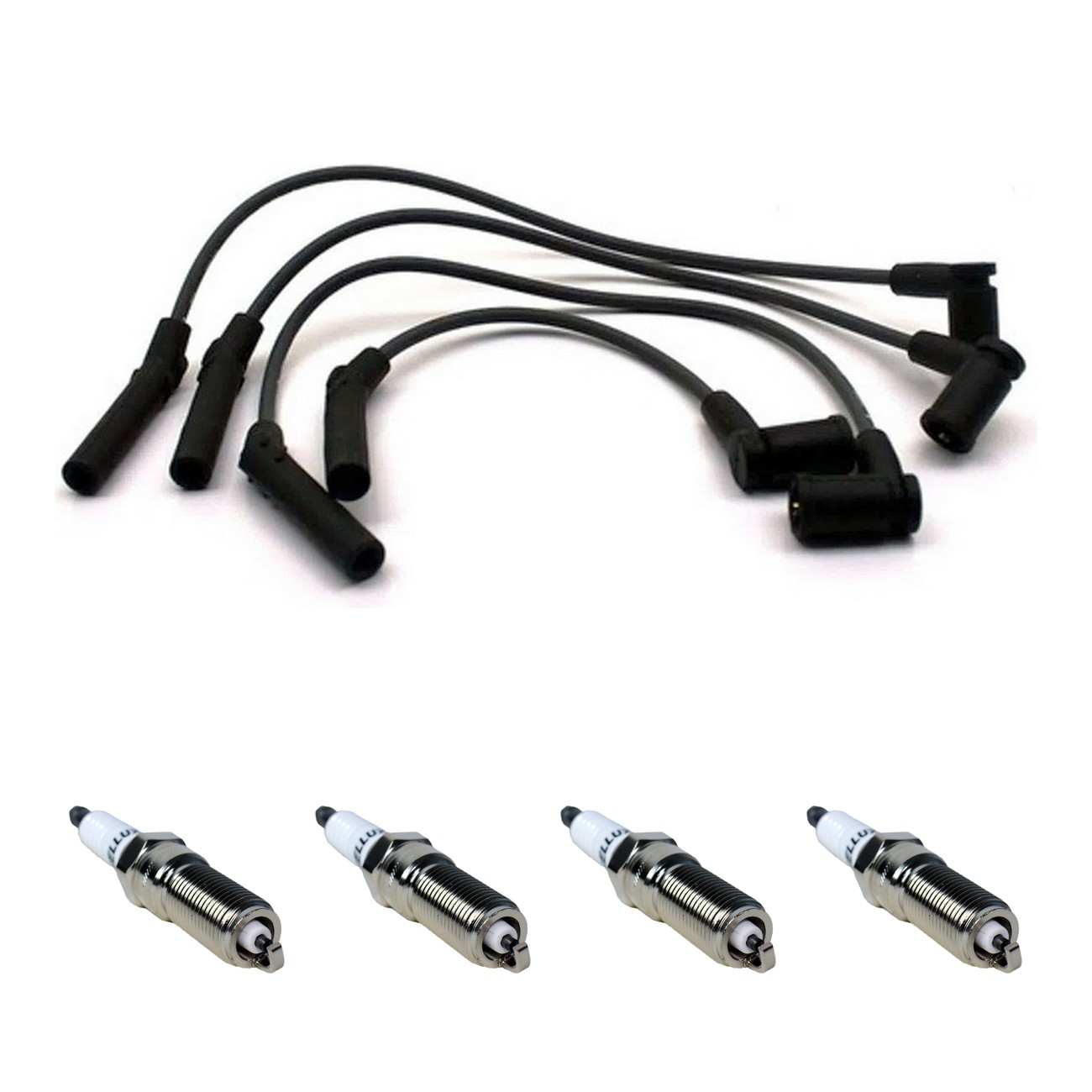Kit Cables Y Bujias Hellux Ford Courier 1.6 8v Ecosport 1.6 8v Escort 1.6 8v Fiesta 1.6 8v Focus 1.6 8v Ka 1.0 Capuchon Goma Negro