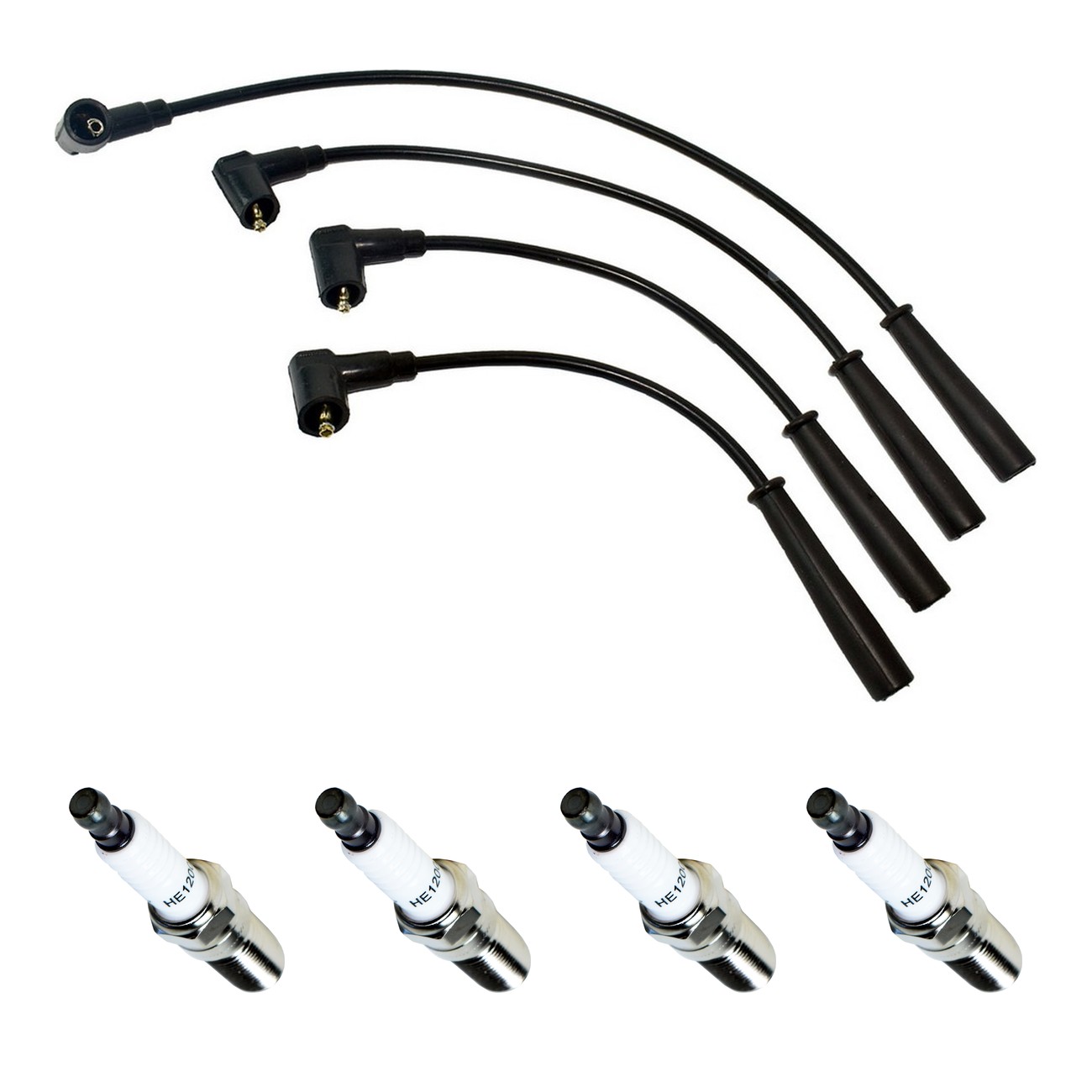 Kit Cables Y Bujias Hellux Renault Logan 1.6 8v Megane 1.6 8v Sandero 1.6 8v Negro