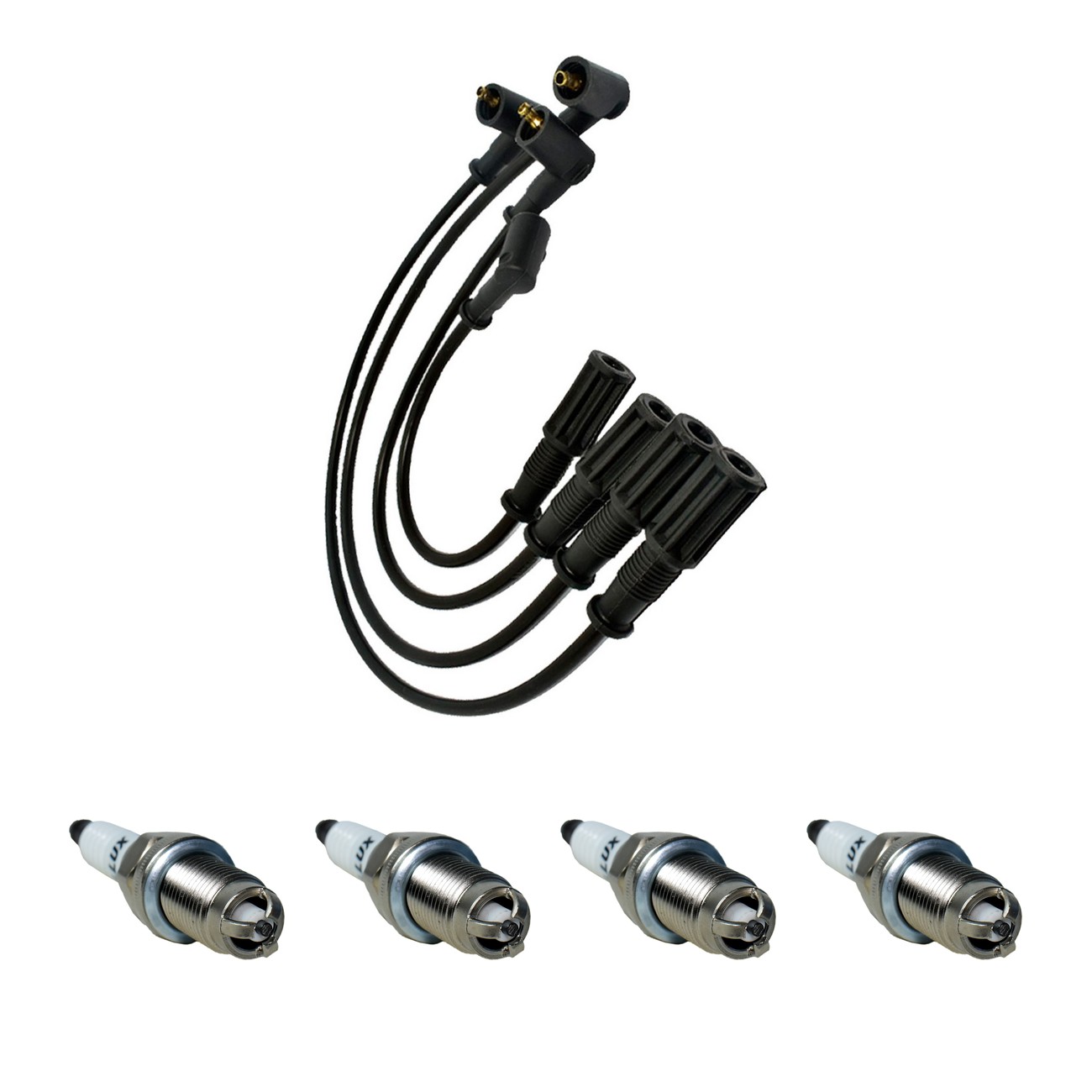 Kit Cables Y Bujias Hellux Fiat Fiorino 1.3 8v Idea 1.4 8v Palio 1.4 8v Punto 1.4 8v Siena 1.4 8v Strada 1.4 8v Uno 1.3 8v Negro
