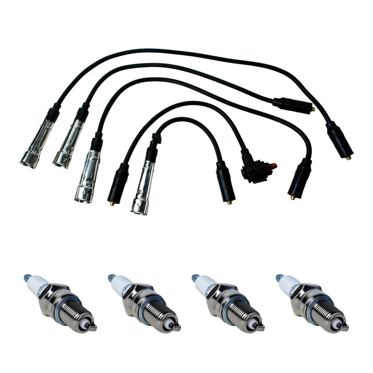 Kit Cables Y Bujias Hellux Volkswagen Gol 1.6 Saveiro 1.6 Negro