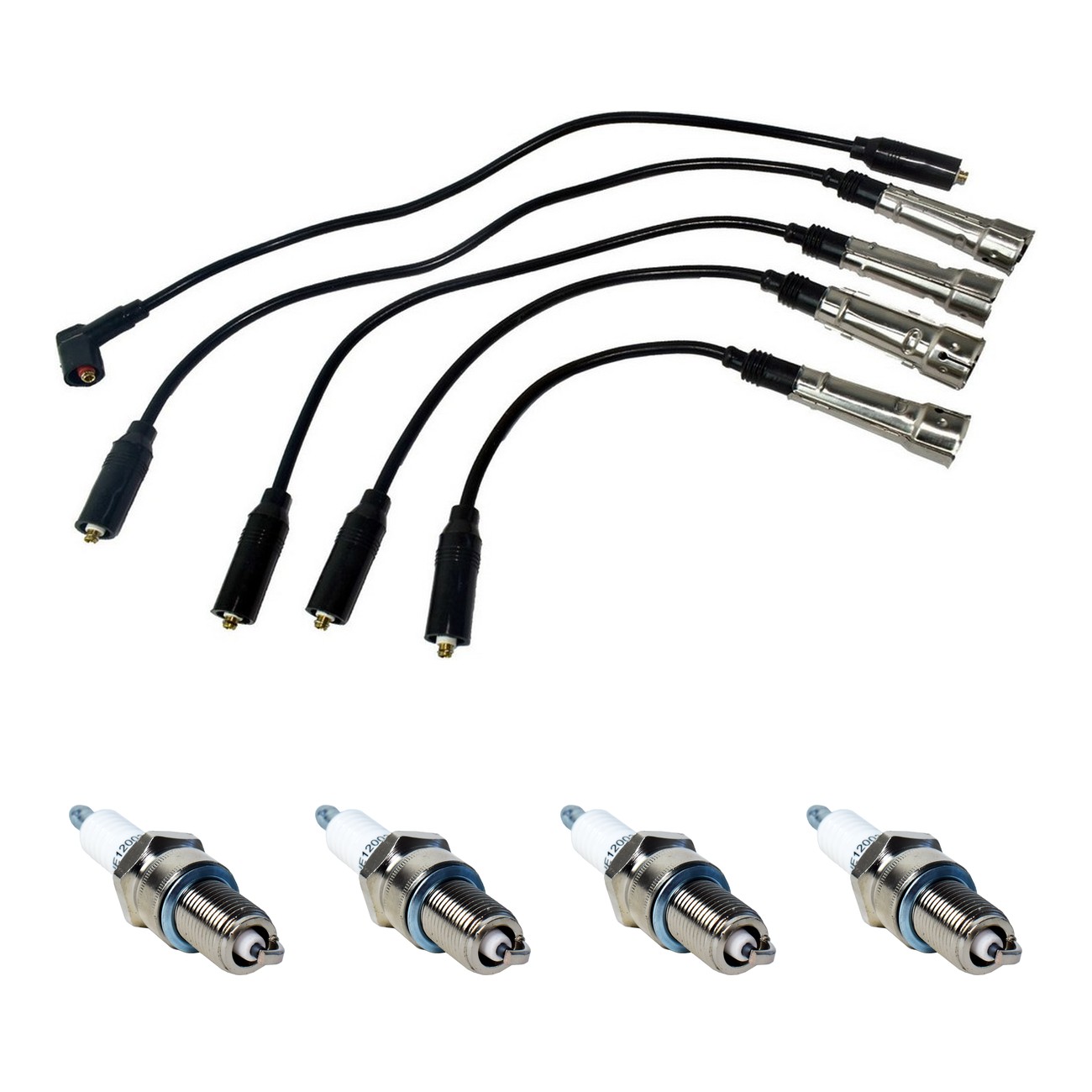 Kit Cables Y Bujias Hellux Volkswagen Caddy 1.6 8v Golf 1.8 8v Polo Classic 1.6 Negro