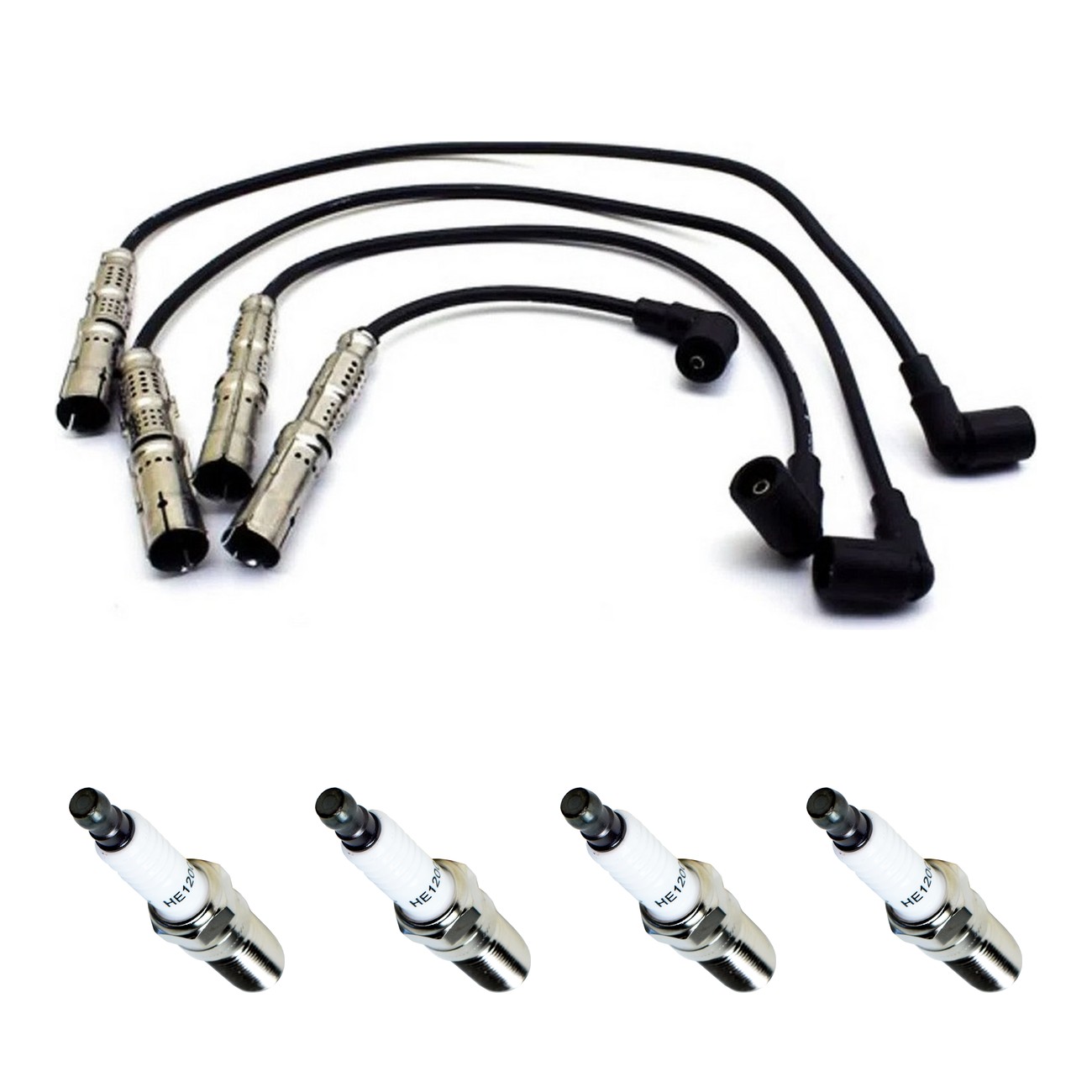 Kit Cables Y Bujias Hellux Volkswagen Bora 2.0 8v Golf 1.6 8v 2.0 8v New Beetle 2.0 8v Negro