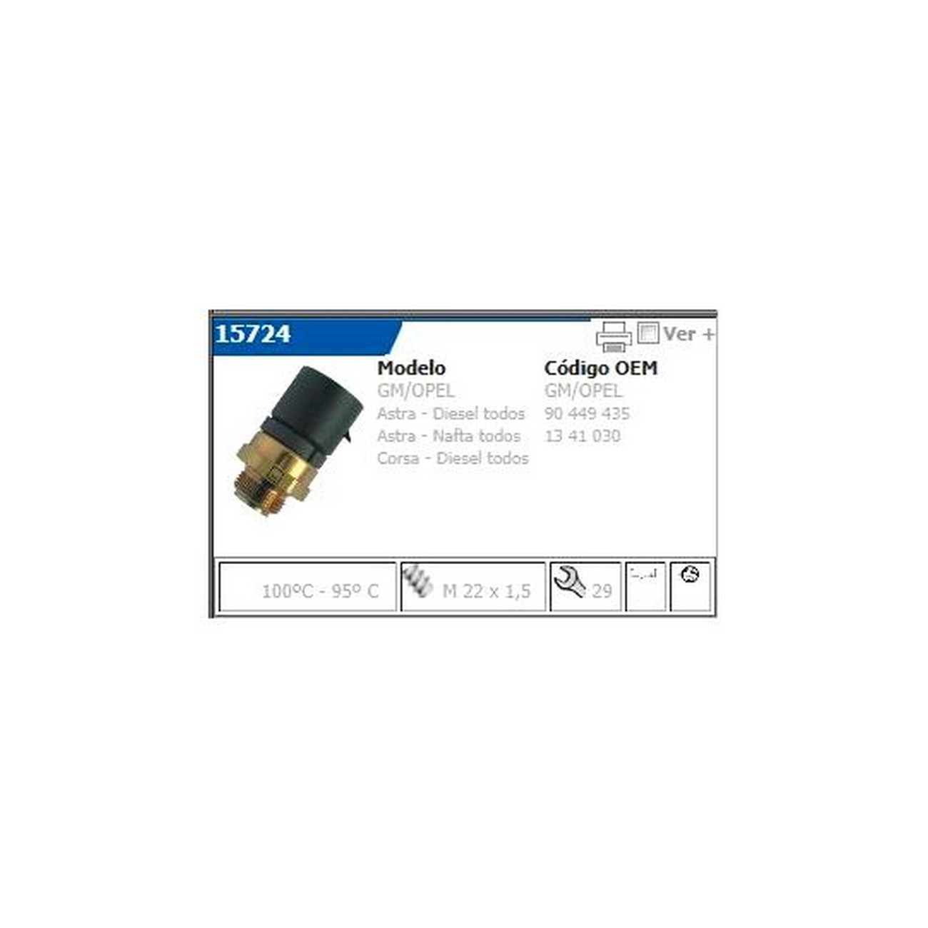 Bulbo De Electroventilador Chevrolet Astra Corsa Diesel