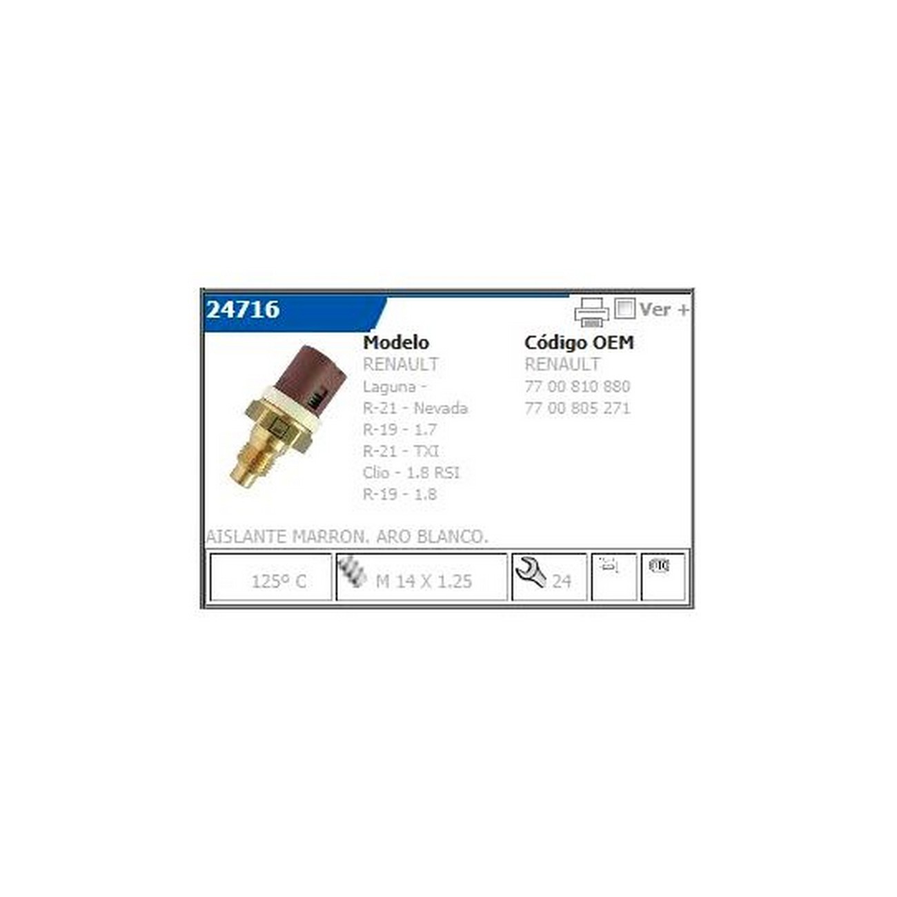 Bulbo Sensor De Temperatura Aguadoble Renault 19 21 Laguna