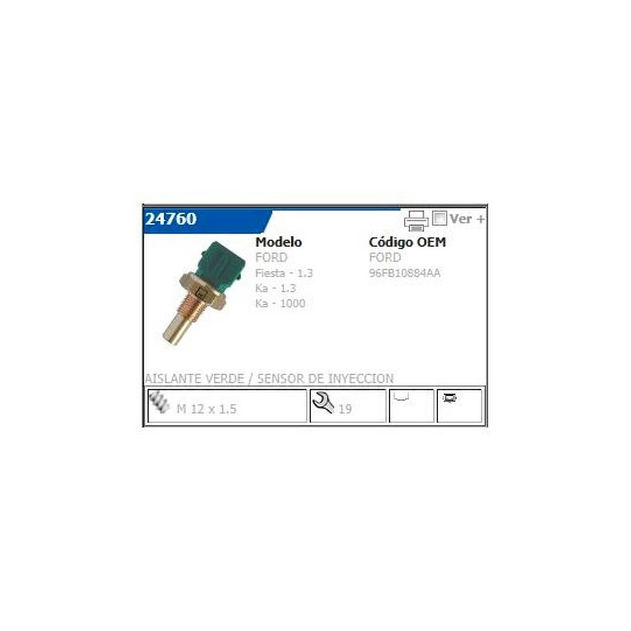 Bulbo Sensor Temperatura Agua Ford Ka 1.0 1.3