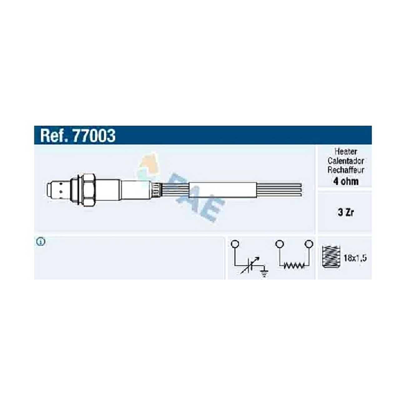 Sonda Lambda Universal Fae De 3 Cables Zirconio 4 Ohm