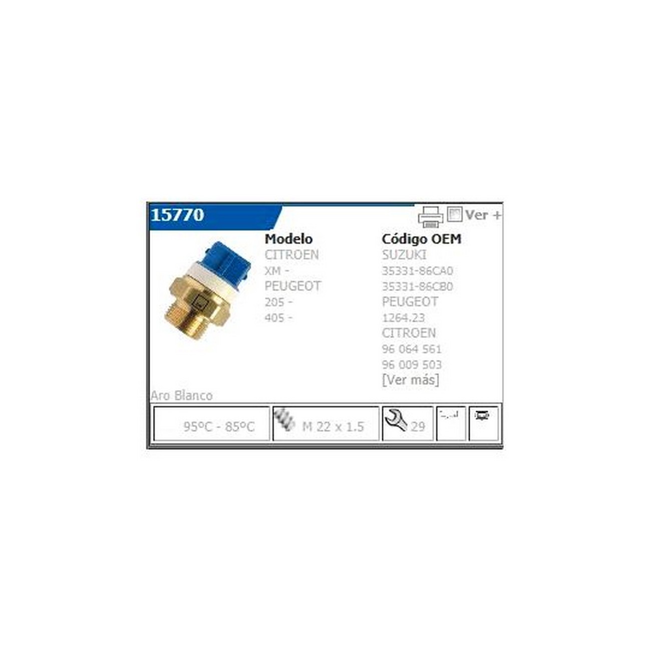 Bulbo De Electroventilador Citroen Xm Peugeot 205 405