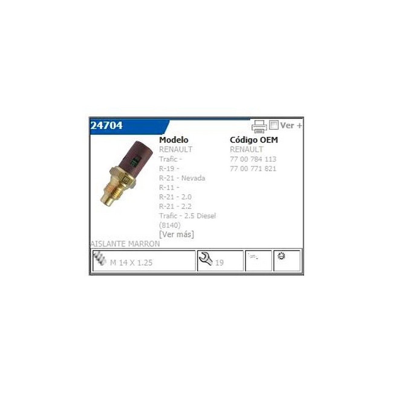 Bulbo Sensor Temperatura Agua Reloj Renault 21 2.1 Turbo-d